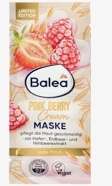 Balea sejas maska Pink Berry Cream ar auzu, zemeņu un aveņu ekstraktu, 2x8 ml, 16 ml