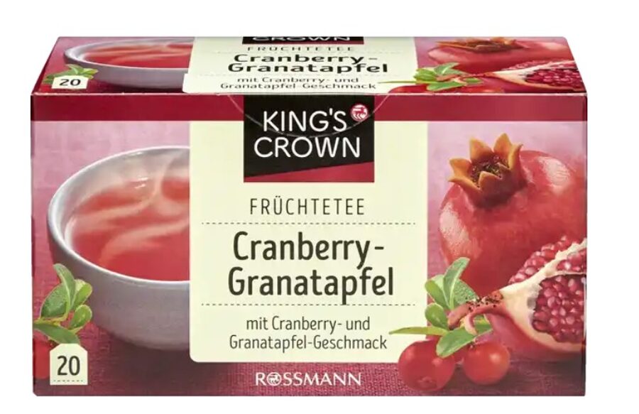 Kings`s Crown augļu tēja ar dzērveņu un granātābolu garšu, 20 porcijas