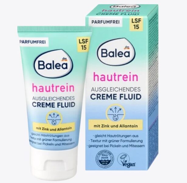 Balea Hautrein pretpūtīšu izlīdzinošs fluidu krēms ar cinku un alantoīnu, 50 ml