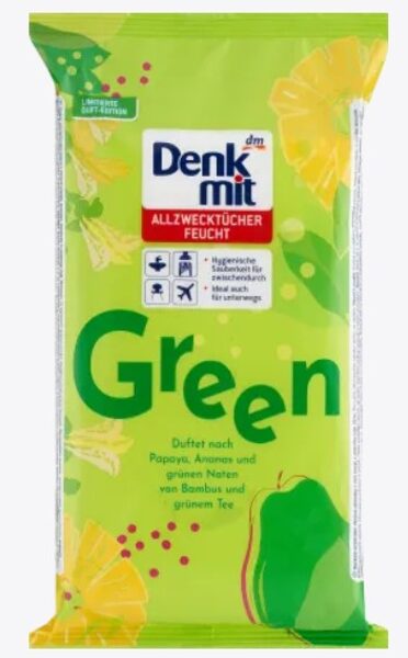 Denkmit mitrās universālās tīrīšanas salvetes Green, ar tropisku smaržu, 50 gab.