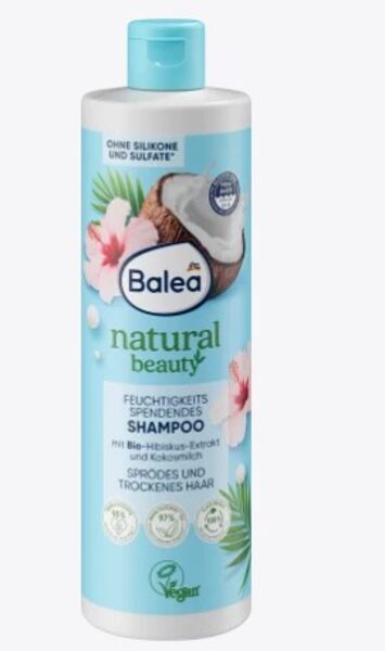 Balea natural beauty šampūns ar organisko hibiska ekstraktu un kokosriekstu pienu, 400 ml