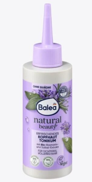 Balea natural beauty atsvaidzinošs galvasādas toniks ar rozmarīna un salvijas ekstraktu, kuplākiem matiem, 150 ml 