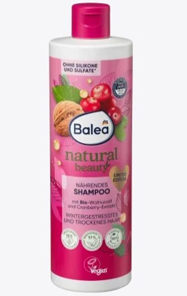 Balea natural beauty šampūns Winter ar valriekstu eļļu un dzērveņu ekstraktu, 400 ml