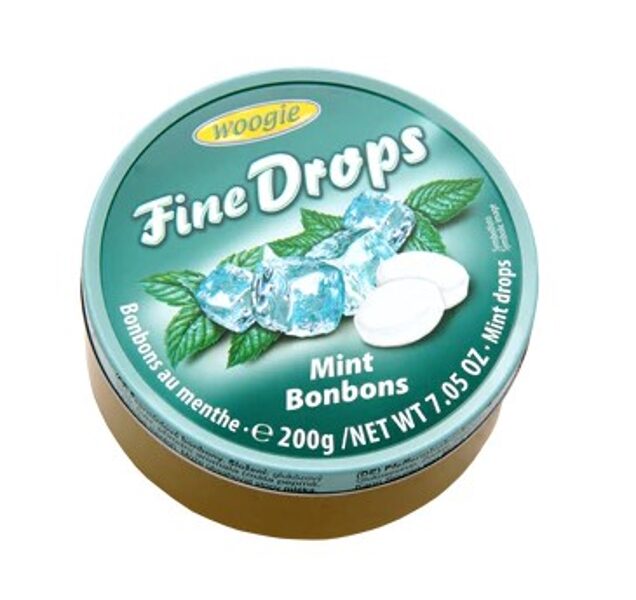Woogie Fine Drops ledenes ar pipermētru garšu, 200 g