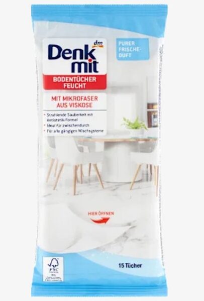 Denkmit mitrās grīdas lupatas Pure Frische, 15 gab