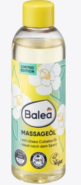 Balea masāžas eļļa litsea cubeba ar vīnogu kauliņu un mandeļu eļļu, 100 ml