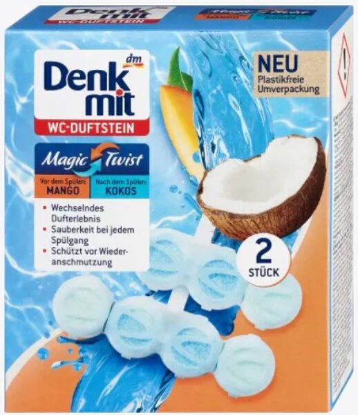 Denkmit tualetes bloks, Magic Twist Mango & Kokos, 2 gb.