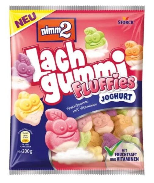 Nimm2 Lachgummi Fluffies putotas želejkonfektes ar jogurtu, 200g