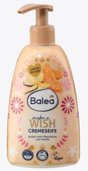 Balea krēmveida roku ziepes Make a wish ar mandarīnu un vaniļas smaržu, 500 ml