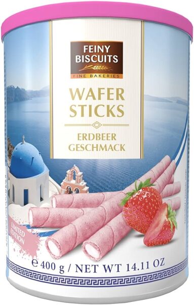 Feiny Biscuits vafeļu trubiņas ar zemeņu krēmu 400g