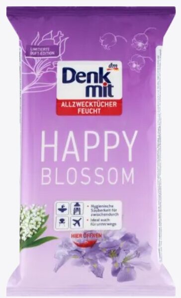 Denkmit mitrās universālās tīrīšanas salvetes Happy Blossom, 50 gab.
