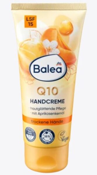 Balea roku krēms Q10 ar aprikožu eļļu un SPF15, 100 ml