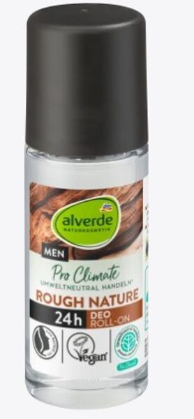 alverde dabas kosmētika MEN Rough nature dezodorants Roll On stikla pudelē,  50 ml