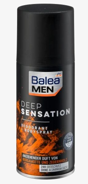 Balea MEN dezodorants DEEP Sensation, bez alumīnija, 150 ml