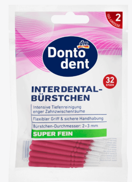 Dontodent zobstarpu birstītes super smalkas, 32 gb, 0.35 mm diametrā