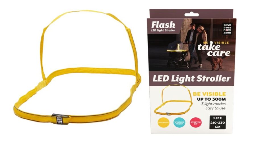 Flash atstarojošā LED lente bērnu ratiem 210-230 cm