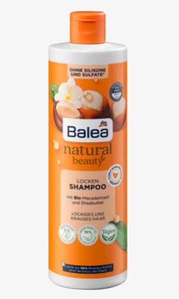 Balea natural beauty šampūns viļņainiem matiem ar makadāmiju eļļu un šī sviestu, 400 ml