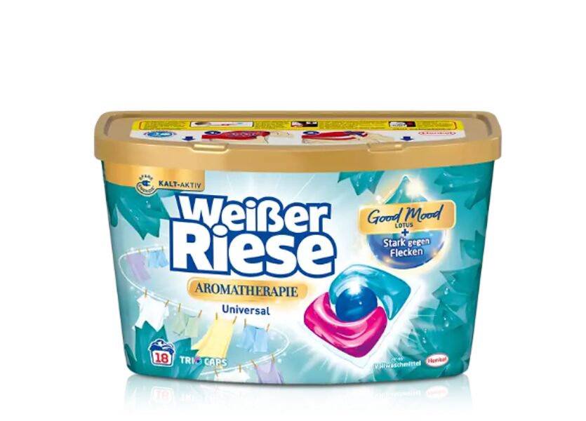 Weisser Riese universal trio-caps veļas kapsulas, 18 mazgāšanas reizēm
