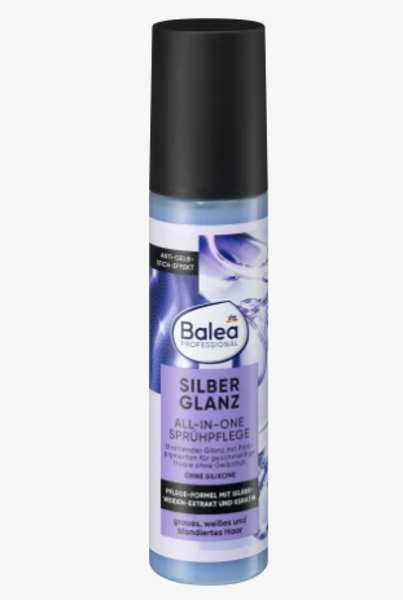 Balea Professional izsmidzināms kopšanas līdzeklis matiem, Silberglanz, sirmiem, baltiem un  balinātiem matiem, 150 ml