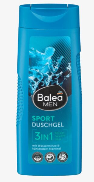 Balea MEN Sport dušas želeja 3in1, 300 ml, vegāns