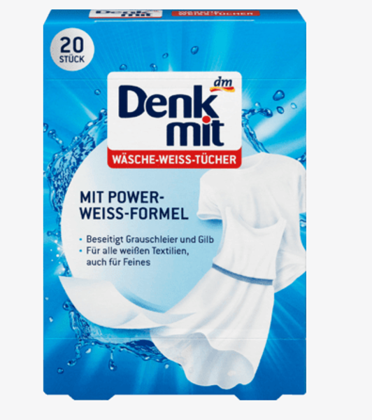 Denkmit lupatiņas baltai veļai, pret veļas pelēkumu, 20 gab.