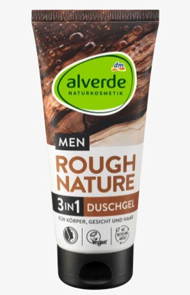 alverde dabas kosmētika MEN Rough nature 3in1 dušas želeja, 200 ml