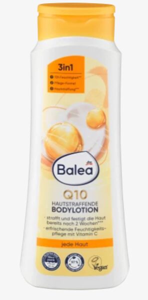 Balea Energy ķermeņa losjons Q10 gludākai un tvirtākai ādai ar vitamīnu C, 400 ml, vegāns