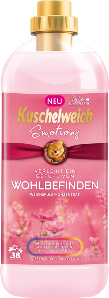 Kuschelweich veļas mīkstinātājs Emotions Wohlbefinden, ar aromātu labsajūtai, 38 mazg.reizēm