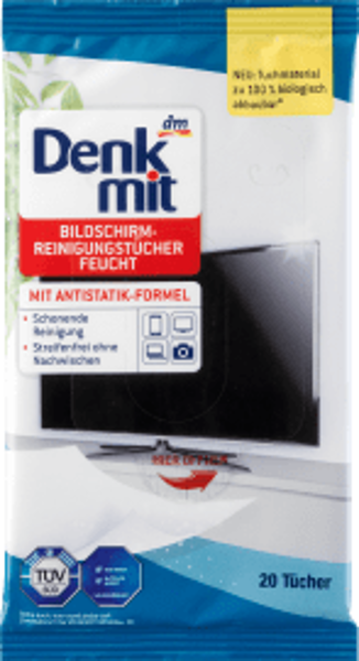 Denkmit ekrānu tīrīšanas mitrās salvetes 20gab