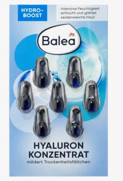 Balea kopjošas kapsulas, mitrinošas ar hialuronu, 7 gab.