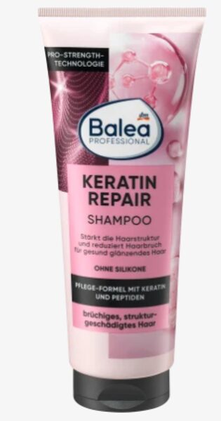 Balea Professional Shampoo Keratin Repair strukturāli bojātiem un trausliem matiem, 250 ml