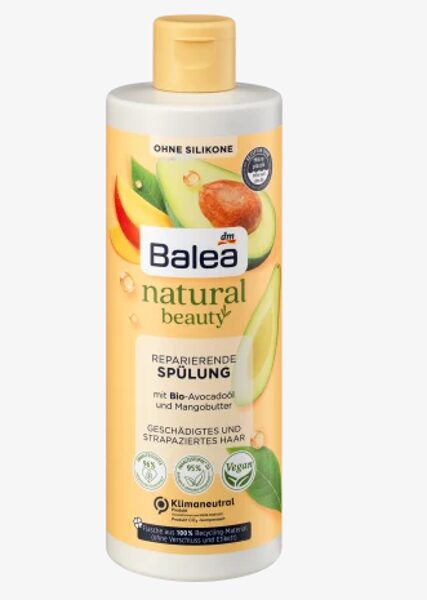 Balea Natural Beauty atjaunojošs kondicionieris ar Bio - avokādo eļļu un mango sviestu , 350 ml