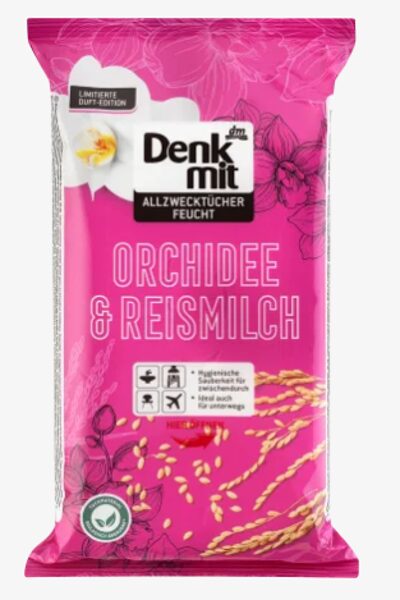Denkmit universālās mitrās salvetes tīrīšanai ar rīsapienu un orhideju smaržu, 50gab