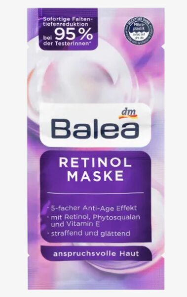 Balea sejas maska ar retinolu, 2x8 ml, prasīgai ādai
