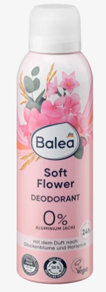 Balea dezodorants Soft flower, pulkstenīšu un hortenzijas smaržu, 200ml