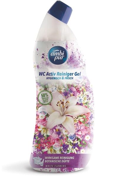 Ambipur Aktīvā tualetes tīrīšanas želeja ar balto ziedu aromātu, 750ml 