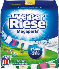 Weisser Riese Megaperls veļas mazgāšanas pulveris baltai veļai, 1,215 kg